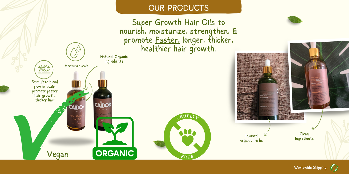 Super Growth Daily Hair Oil - with 8 organic oils and infused peppermint